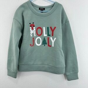 Zunie Kids Holly Jolly Christmas Sweatshirt Nordstrom‎ Green Size 7/8 NWT